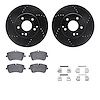 8512-63296 Drilled/Slotted Brake Rotors w/5000 Advanced Brake Pads Kit & Hardware [Black], 2001-2005 Mercedes-Benz, Position: Fr - image 1