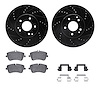 8512-63302 Drilled/Slotted Brake Rotors w/5000 Advanced Brake Pads Kit & Hardware [Black], 2001-2011 Mercedes-Benz, Position: Fr - image 1