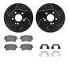8512-63335 Drilled/Slotted Brake Rotors w/5000 Advanced Brake Pads Kit & Hardware [Black], 2003-2015 Mercedes-Benz, Position: Fr - image 1