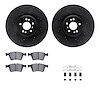 8512-63505 Drilled/Slotted Brake Rotors w/5000 Advanced Brake Pads Kit & Hardware [Black], 2007-2009 Mercedes-Benz, Position: Fr - image 1