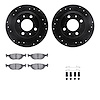 8512-65005 Drilled/Slotted Brake Rotors w/5000 Advanced Brake Pads Kit & Hardware [Black], 1986-1998 GM, Position: Rear - image 1
