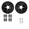 8512-65007 Drilled/Slotted Brake Rotors w/5000 Advanced Brake Pads Kit & Hardware [Black], 1997-2008 GM, Position: Rear - image 1