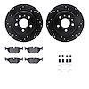 8512-65008 Drilled/Slotted Brake Rotors w/5000 Advanced Brake Pads Kit & Hardware [Black], 1999-2010 GM, Position: Rear - image 1