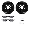 8512-65011 Drilled/Slotted Brake Rotors w/5000 Advanced Brake Pads Kit & Hardware [Black], 2002-2010 GM, Position: Rear - image 1