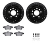 8512-65017 Drilled/Slotted Brake Rotors w/5000 Advanced Brake Pads Kit & Hardware [Black], 2003-2003 GM, Position: Rear - image 1