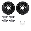 8512-65018 Drilled/Slotted Brake Rotors w/5000 Advanced Brake Pads Kit & Hardware [Black], 2003-2003 GM, Position: Rear - image 1