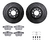 8512-65020 Drilled/Slotted Brake Rotors w/5000 Advanced Brake Pads Kit & Hardware [Black], 2003-2011 GM, Position: Front - image 1