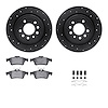 8512-65021 Drilled/Slotted Brake Rotors w/5000 Advanced Brake Pads Kit & Hardware [Black], 2008-2011 GM, Position: Rear - image 1