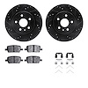 8512-65029 Drilled/Slotted Brake Rotors w/5000 Advanced Brake Pads Kit & Hardware [Black], Fits Select GM, Position: Rear - image 1