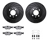 8512-65031 Drilled/Slotted Brake Rotors w/5000 Advanced Brake Pads Kit & Hardware [Black], 1988-1998 GM, Position: Front - image 1