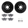 8512-65070 Drilled/Slotted Brake Rotors w/5000 Advanced Brake Pads Kit & Hardware [Black], 1999-2010 GM, Position: Front - image 1