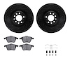 8512-65114 Drilled/Slotted Brake Rotors w/5000 Advanced Brake Pads Kit & Hardware [Black], 2008-2011 GM, Position: Front - image 1
