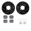 8512-67004 Drilled/Slotted Brake Rotors w/5000 Advanced Brake Pads Kit & Hardware [Black], 1974-1978 Infiniti/Nissan, Position:  - image 1