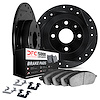 8512-67005 Drilled/Slotted Brake Rotors w/5000 Advanced Brake Pads Kit & Hardware [Black], 1977-1980 Infiniti/Nissan, Position: 