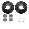 8512-67007 Drilled/Slotted Brake Rotors w/5000 Advanced Brake Pads Kit & Hardware [Black], 1970-1973 Infiniti/Nissan, Position:  - image 1