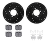 8512-67008 Drilled/Slotted Brake Rotors w/5000 Advanced Brake Pads Kit & Hardware [Black], 1980-1983 Infiniti/Nissan, Position: 
