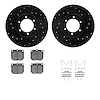 8512-67009 Drilled/Slotted Brake Rotors w/5000 Advanced Brake Pads Kit & Hardware [Black], 1978-1982 Infiniti/Nissan, Position:  - image 1