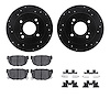 8512-67011 Drilled/Slotted Brake Rotors w/5000 Advanced Brake Pads Kit & Hardware [Black], 1982-1988 Infiniti/Nissan, Position:  - image 1