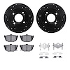 8512-67012 Drilled/Slotted Brake Rotors w/5000 Advanced Brake Pads Kit & Hardware [Black], 1984-1984 Infiniti/Nissan, Position:  - image 1