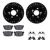8512-67017 Drilled/Slotted Brake Rotors w/5000 Advanced Brake Pads Kit & Hardware [Black], 1984-1988 Infiniti/Nissan, Position:  - image 1
