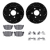 8512-67027 Drilled/Slotted Brake Rotors w/5000 Advanced Brake Pads Kit & Hardware [Black], 1987-1989 Infiniti/Nissan, Position:  - image 1