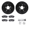 8512-67031 Drilled/Slotted Brake Rotors w/5000 Advanced Brake Pads Kit & Hardware [Black], 1989-1999 Infiniti/Nissan, Position:  - image 1