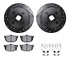 8512-67034 Drilled/Slotted Brake Rotors w/5000 Advanced Brake Pads Kit & Hardware [Black], 1988-1988 Infiniti/Nissan, Position:  - image 1