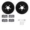 8512-67036 Drilled/Slotted Brake Rotors w/5000 Advanced Brake Pads Kit & Hardware [Black], 1989-1996 Infiniti/Nissan, Position:  - image 1