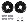 8512-67040 Drilled/Slotted Brake Rotors w/5000 Advanced Brake Pads Kit & Hardware [Black], 1991-1994 Infiniti/Nissan, Position:  - image 1