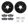 8512-67045 Drilled/Slotted Brake Rotors w/5000 Advanced Brake Pads Kit & Hardware [Black], 1994-2000 Infiniti/Nissan, Position:  - image 1