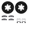 8512-67049 Drilled/Slotted Brake Rotors w/5000 Advanced Brake Pads Kit & Hardware [Black], 1985-2012 Infiniti/Nissan, Position:  - image 1