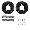8512-67055 Drilled/Slotted Brake Rotors w/5000 Advanced Brake Pads Kit & Hardware [Black], 1988-1995 Infiniti/Nissan, Position:  - image 1