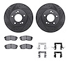 8512-67056 Drilled/Slotted Brake Rotors w/5000 Advanced Brake Pads Kit & Hardware [Black], 1999-2001 Infiniti/Nissan, Position:  - image 1