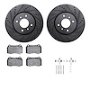8512-67062 Drilled/Slotted Brake Rotors w/5000 Advanced Brake Pads Kit & Hardware [Black], 2004-2006 Infiniti/Nissan, Position:  - image 1