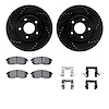 8512-67067 Drilled/Slotted Brake Rotors w/5000 Advanced Brake Pads Kit & Hardware [Black], 2007-2013 Infiniti/Nissan, Position:  - image 1