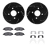 8512-67072 Drilled/Slotted Brake Rotors w/5000 Advanced Brake Pads Kit & Hardware [Black], 2007-2017 Infiniti/Nissan, Position:  - image 1