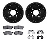8512-67074 Drilled/Slotted Brake Rotors w/5000 Advanced Brake Pads Kit & Hardware [Black], 1986-1994 Infiniti/Nissan, Position:  - image 1