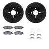 8512-67075 Drilled/Slotted Brake Rotors w/5000 Advanced Brake Pads Kit & Hardware [Black], 2012-2019 Infiniti/Nissan, Position:  - image 1