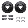 8512-67081 Drilled/Slotted Brake Rotors w/5000 Advanced Brake Pads Kit & Hardware [Black], Fits Select Infiniti/Nissan, Position - image 1