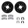 8512-67093 Drilled/Slotted Brake Rotors w/5000 Advanced Brake Pads Kit & Hardware [Black], 1986-1990 Infiniti/Nissan, Position:  - image 1