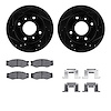 8512-67097 Drilled/Slotted Brake Rotors w/5000 Advanced Brake Pads Kit & Hardware [Black], 1985-1989 Infiniti/Nissan, Position:  - image 1