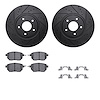 8512-67104 Drilled/Slotted Brake Rotors w/5000 Advanced Brake Pads Kit & Hardware [Black], 2003-2005 Infiniti/Nissan, Position:  - image 1