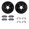 8512-67122 Drilled/Slotted Brake Rotors w/5000 Advanced Brake Pads Kit & Hardware [Black], 2014-2017 Infiniti/Nissan, Position:  - image 1