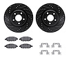 8512-67125 Drilled/Slotted Brake Rotors w/5000 Advanced Brake Pads Kit & Hardware [Black], Fits Select Infiniti/Nissan, Position - image 1