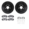 8512-67129 Drilled/Slotted Brake Rotors w/5000 Advanced Brake Pads Kit & Hardware [Black], Fits Select Infiniti/Nissan, Position - image 1