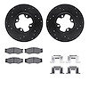 8512-67136 Drilled/Slotted Brake Rotors w/5000 Advanced Brake Pads Kit & Hardware [Black], 1984-1984 Infiniti/Nissan, Position:  - image 1