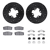 8512-67138 Drilled/Slotted Brake Rotors w/5000 Advanced Brake Pads Kit & Hardware [Black], 1987-1988 Infiniti/Nissan, Position:  - image 1