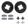 8512-67139 Drilled/Slotted Brake Rotors w/5000 Advanced Brake Pads Kit & Hardware [Black], 1981-1986 Infiniti/Nissan, Position:  - image 1