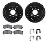 8512-67152 Drilled/Slotted Brake Rotors w/5000 Advanced Brake Pads Kit & Hardware [Black], 1991-2006 Infiniti/Nissan, Position:  - image 1