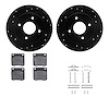 8512-67157 Drilled/Slotted Brake Rotors w/5000 Advanced Brake Pads Kit & Hardware [Black], 1979-1981 Infiniti/Nissan, Position:  - image 1